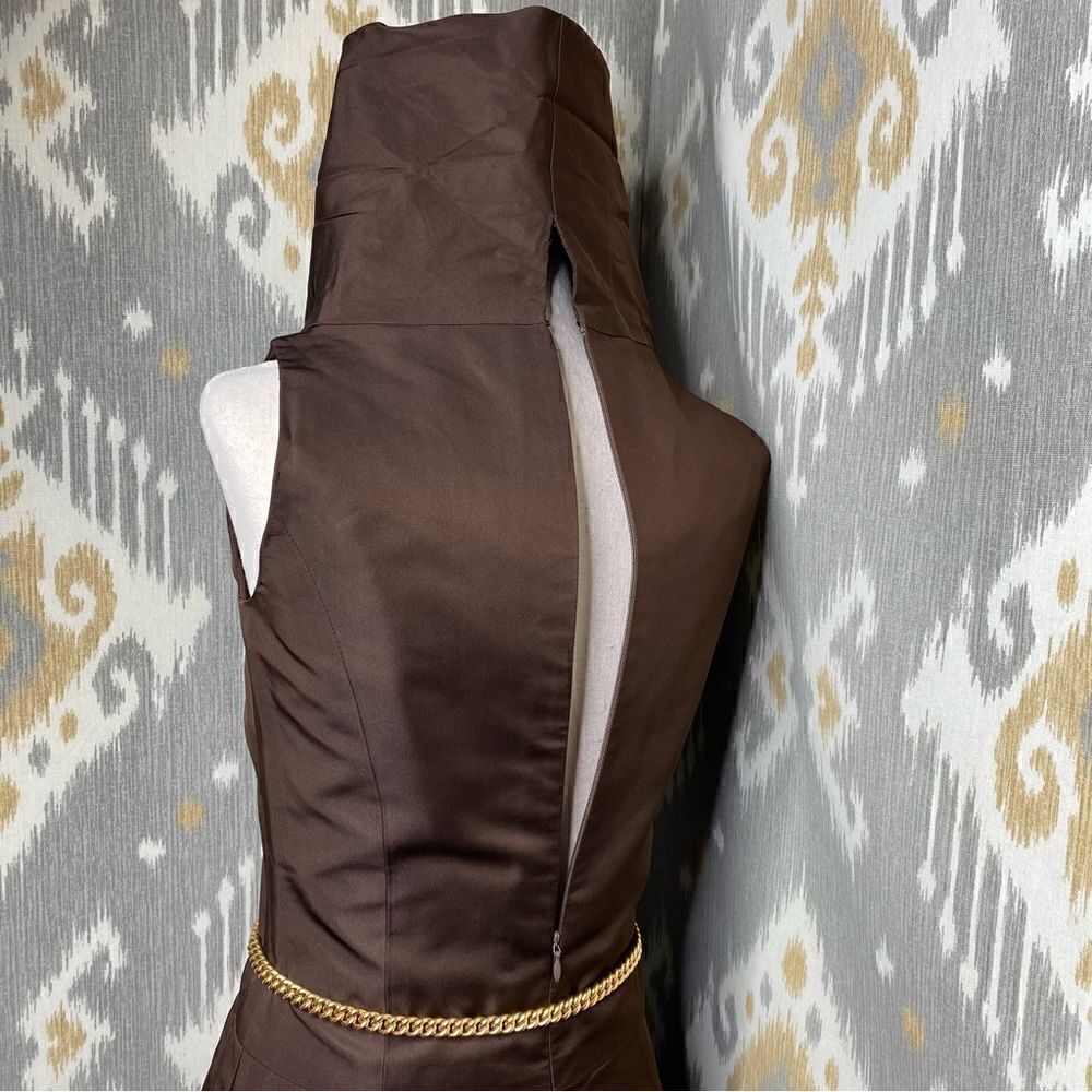Ralph Lauren Fall Runway Collection Chocolate Brown Silk Funnel Neck Dress - Picture 15 of 16